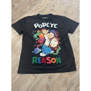 Reason Exclusive Popeye Graphic T-Shirt Black Size L